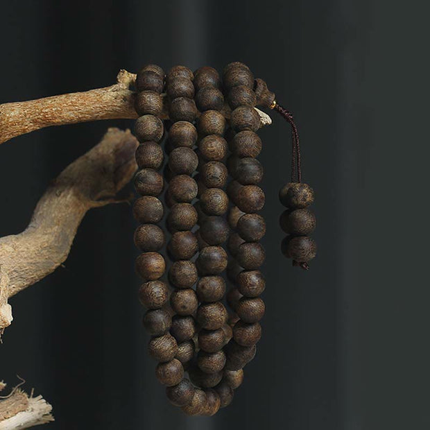Buddha Stones 108 Mala Beads Brunei Agarwood Ward Off Evil Spirits Strength Bracelet
