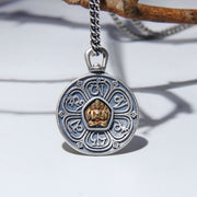 Buddha Stones 925 Sterling Silver Buddha Om Mani Padme Hum Engraved Focus Necklace Pendant