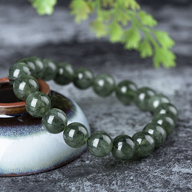 Buddha Stones Natural Green Crystal Blessing Wealth Bracelet