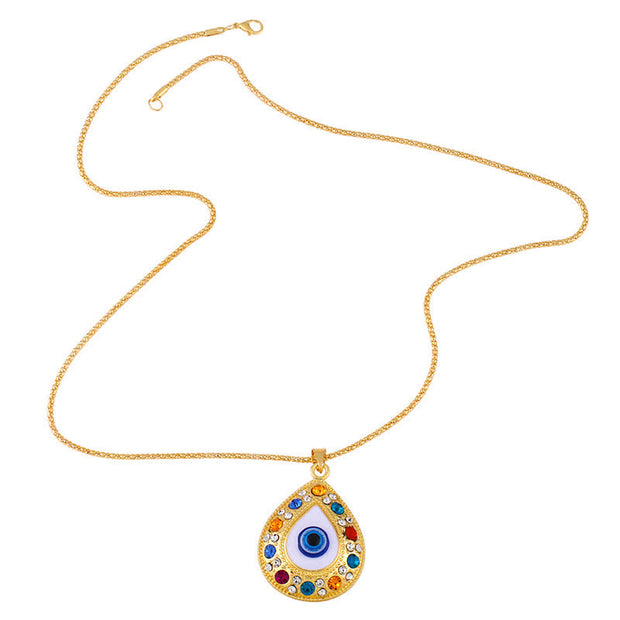 Hamsa Symbol Evil Eye Prosperity Luck Rhinestone Necklace Pendant Necklaces & Pendants BS 7