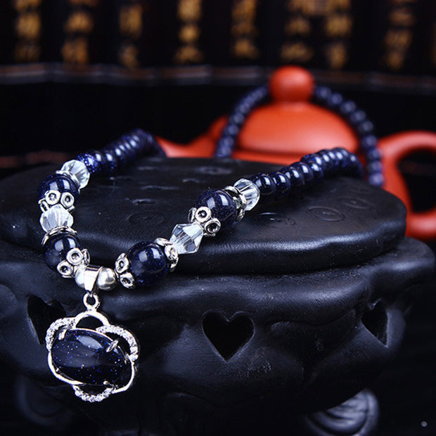 Buddha Stones Blue Sandstone Wealth Gemstone Bracelet Necklace Bracelet Necklaces & Pendants BS 4