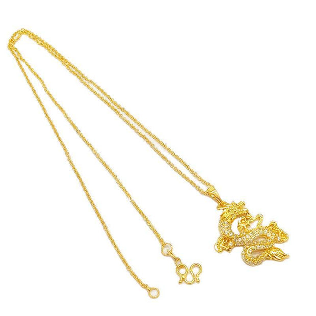 Buddha Stones Gold Dragon Protection Necklace Pendant Necklaces & Pendants BS 9