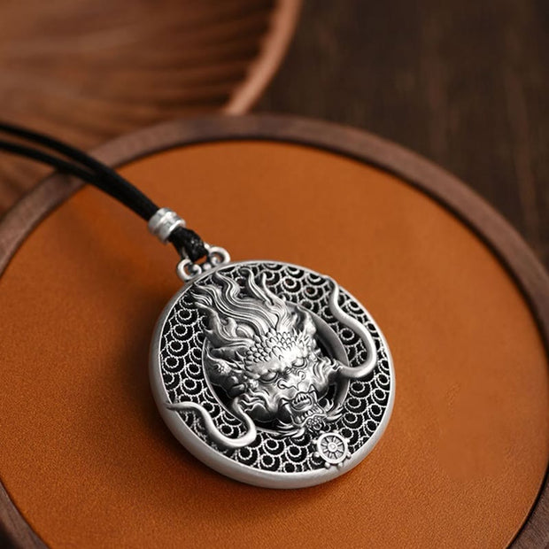 Buddha Stones 999 Sterling Silver Year Of The Dragon Handcrafted Dragon Head Relief Carved Protection Necklace Pendant Necklaces & Pendants BS 2