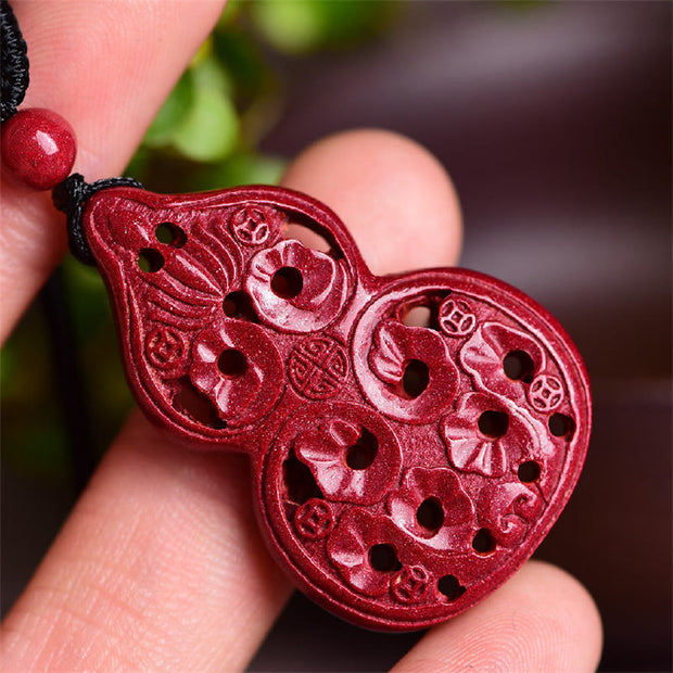 Buddha Stones Laughing Buddha Yin Yang Chinese Zodiac Gourd Natural Cinnabar Blessing Necklace Pendant Necklaces & Pendants BS 23