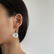 Buddha Stones Round Chalcedony Positive Dangle Drop Asymmetrical Earrings Earrings BS 7