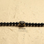 Buddha Stones Tibetan 108 Mala Beads Black Onyx Three-eyed Dzi Beads Protection Bracelet Mala Bracelet BS 5