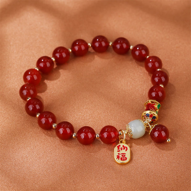 Buddha Stones Natural Red Agate Jade Confidence Fortune Blessing Charm Bracelet Bracelet BS 6