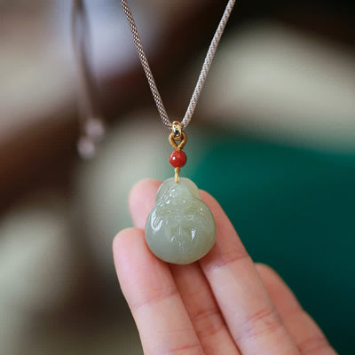 Buddha Stones Laughing Buddha Hetian Jade Wealth Prosperity String Necklace Pendant Necklaces & Pendants BS Hetian Jade (Prosperity ♥ Abundance)