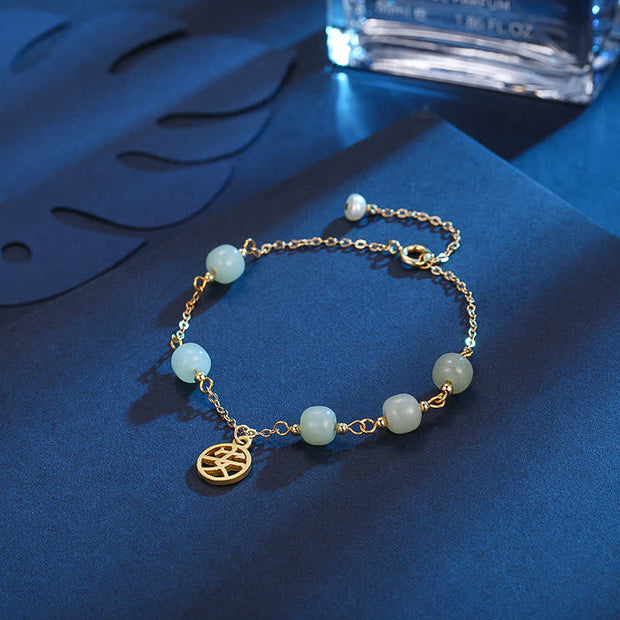 Buddha Stones Blue Chalcedony Energy Beads Charm Bracelet