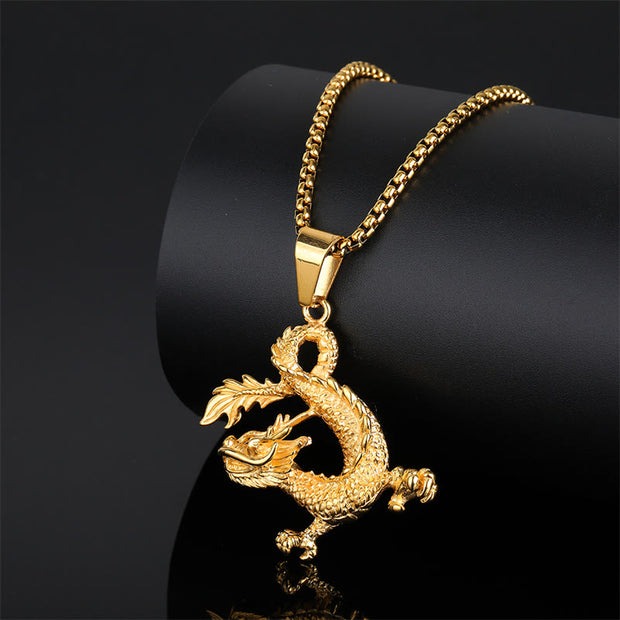 Buddha Stones Dancing Dragon Pattern Luck Necklace Pendant Necklaces & Pendants BS 1