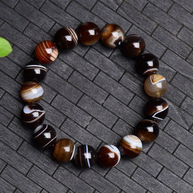 SARDONYX BRACELET STACK, Banded on sale Tibetan Agate & Tiger Skin Sandalwood, Natural Stone, Beaded Crystal Gemstone, Unisex