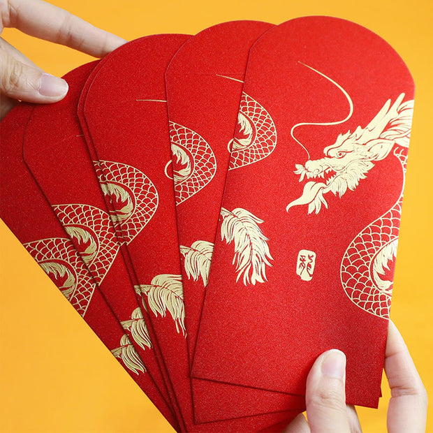 Buddha Stones 6Pcs Chinese Red Envelope Year of the Dragon Lucky Money Envelopes 2024 Chinese New Year Dragon Year Envelope Red Envelope BS Year of the Dragon(16.5*9cm)
