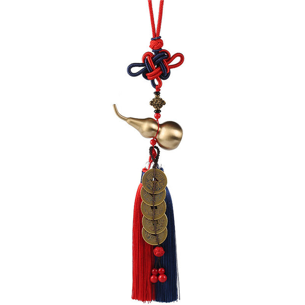 Buddha Stones Feng Shui Wu Lou Gourd Ancient Chinese Coins  Wealth Car Hanging Decoration Necklaces & Pendants BS 3
