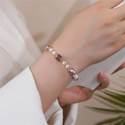 Buddha Stones Natural Amethyst Pearl Peace Healing Chain Bracelet
