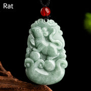 Buddha Stones Natural Green Jade 12 Chinese Zodiac Luck Prosperity Necklace Pendant Necklaces & Pendants BS Rat