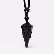 Buddha Stones Natural Stone Pointed Pendant Necklace Necklaces & Pendants BS Black Onyx