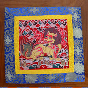 Buddha Stones Fengshui Kirin Prayer Altar Mat Healing Meditation Auspicious Symbol Mat Prayer Altar BS Red 54*50cm