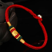 Buddha Stones 999 Gold Om Mani Padme Hum Luck String Couple Bracelet Bracelet BS 3