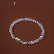 Buddha Stones 925 Sterling Silver Plated Gold Natural Moonstone PiXiu Healing Bracelet Bracelet BS 4