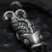 Buddha Stones Silver Luck Koi Fish Braided String Bracelet Bracelet BS 3