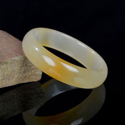 Buddha Stones Natural Golden Silk Jade Luck Wealth Bracelet Bangle Bracelet Bangle BS 4