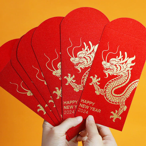 Golden dragon red lucky envelope, Chinese new year