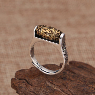 Buddha Stones Tibet Om Mani Padme Hum Carved Design Purity Rotatable Ring
