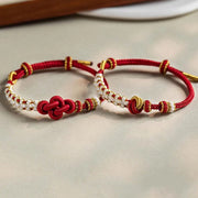 Buddha Stones Handmade True Love Knot Peach Blossom Charm Luck Rope Bracelet Bracelet BS 15