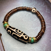 Buddha Stones Tibetan Nine-Eye Dzi Bead Wealth Bracelet Bracelet BS Black