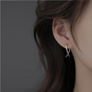 Buddha Stones Geometric Cross Design Luck Hoop Earrings Earrings BS 3