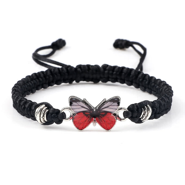 Buddha Stones Butterfly Freedom Love String Charm Bracelet Bracelet BS Black-Red Butterfly