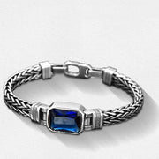 Buddha Stones Retro Blue Acrylic Dragon Keel Braided Design Healing Wealth Buckle Bracelet Bracelet BS 12