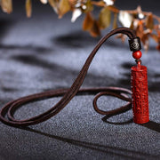 Buddha Stones Tibetan Cinnabar Mantra Concentration String Necklace Necklaces & Pendants BS 3
