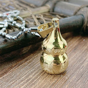 Buddha Stones Tibetan Yin Yang Symbol Gourd Harmony Titanium Steel Necklace Pendant Necklaces & Pendants BS Gold&Chain