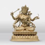 Buddha Stones Four-armed Manjusri Bodhisattva Figurine Serenity Copper Statue Decoration