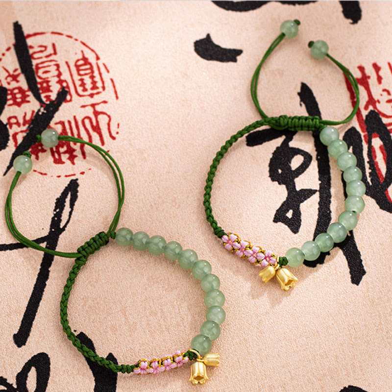 Buddha Stones Handmade Jade Bead Lily of the Valley Charm