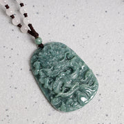 Buddha Stones Chinese Zodiac Dragon Jade Prosperity Necklace Bead String Pendant Necklaces & Pendants BS 4