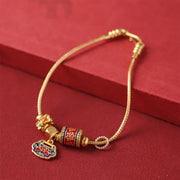 Buddha Stones Lotus Enlightenment Copper Beaded Charm Bracelet Bracelet BS 5