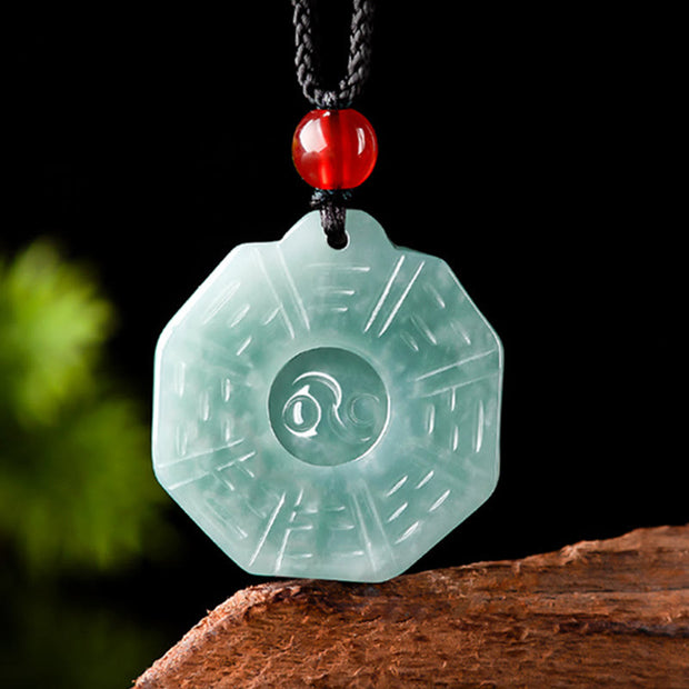 Buddha Stones Natural Jade FengShui Bagua Yin Yang Prosperity Necklace Pendant Necklaces & Pendants BS 2