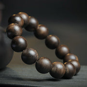 Buddha Stones 108 Mala Beads Agarwood Peace Strength Calm Bracelet Bracelet Mala BS 25mm*10