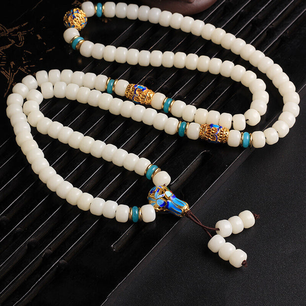 Buddha Stones Natural White Bodhi Seed Mala 108 Beads Wealth Bracelet ...