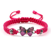 Buddha Stones Butterfly Freedom Love String Charm Bracelet Bracelet BS Rose Red-Pink Butterfly