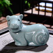Buddha Stones Chinese Zodiac Wealth Ceramic Tea Pet Home Figurine Decoration Decorations BS Tiger 7.5cm*5cm*5.5cm