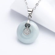 Buddha Stones 925 Sterling Silver Peace Buckle Jade Coin Luck Necklace Pendant Necklaces & Pendants BS Jade(Prosperity♥Abundance)