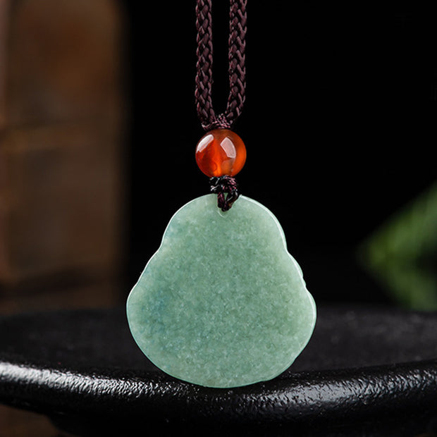 Buddha Stones Laughing Buddha Cyan Jade Success Necklace String Pendant Necklaces & Pendants BS 7