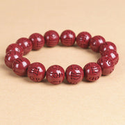 Buddha Stones Natural Double PiXiu Cinnabar Om Mani Padme Hum Wealth Luck Bead Bracelet Bracelet BS 18