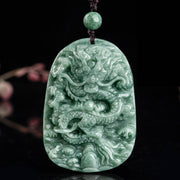 Buddha Stones Chinese Zodiac Dragon Jade Prosperity Necklace Bead String Pendant Necklaces & Pendants BS 5