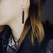 Buddha Stones 925 Sterling Silver Ebony Wood Texture Balance Peace Drop Dangle Earrings Earrings BS 7