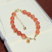 Buddha Stones Natural Red Agate Rose Confidence Calm Chain Bracelet