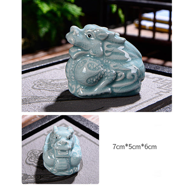 Buddha Stones Chinese Zodiac Wealth Ceramic Tea Pet Home Figurine Decoration Decorations BS 3